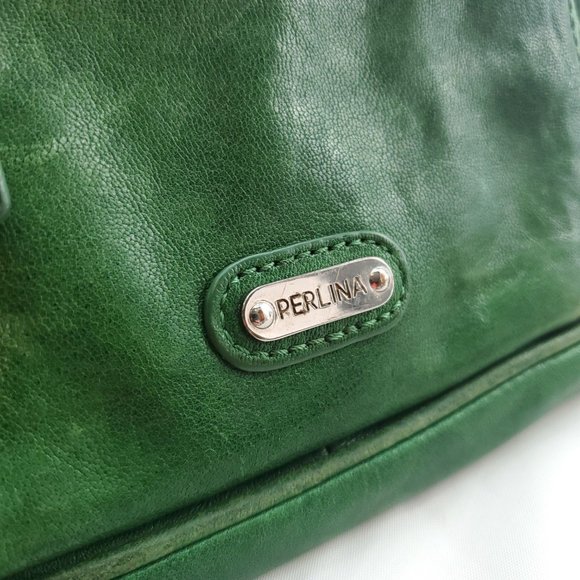Perlina Womens Green Leather Inner Pockets Adjustable Strap Crossbody Bag - Picture 8 of 13